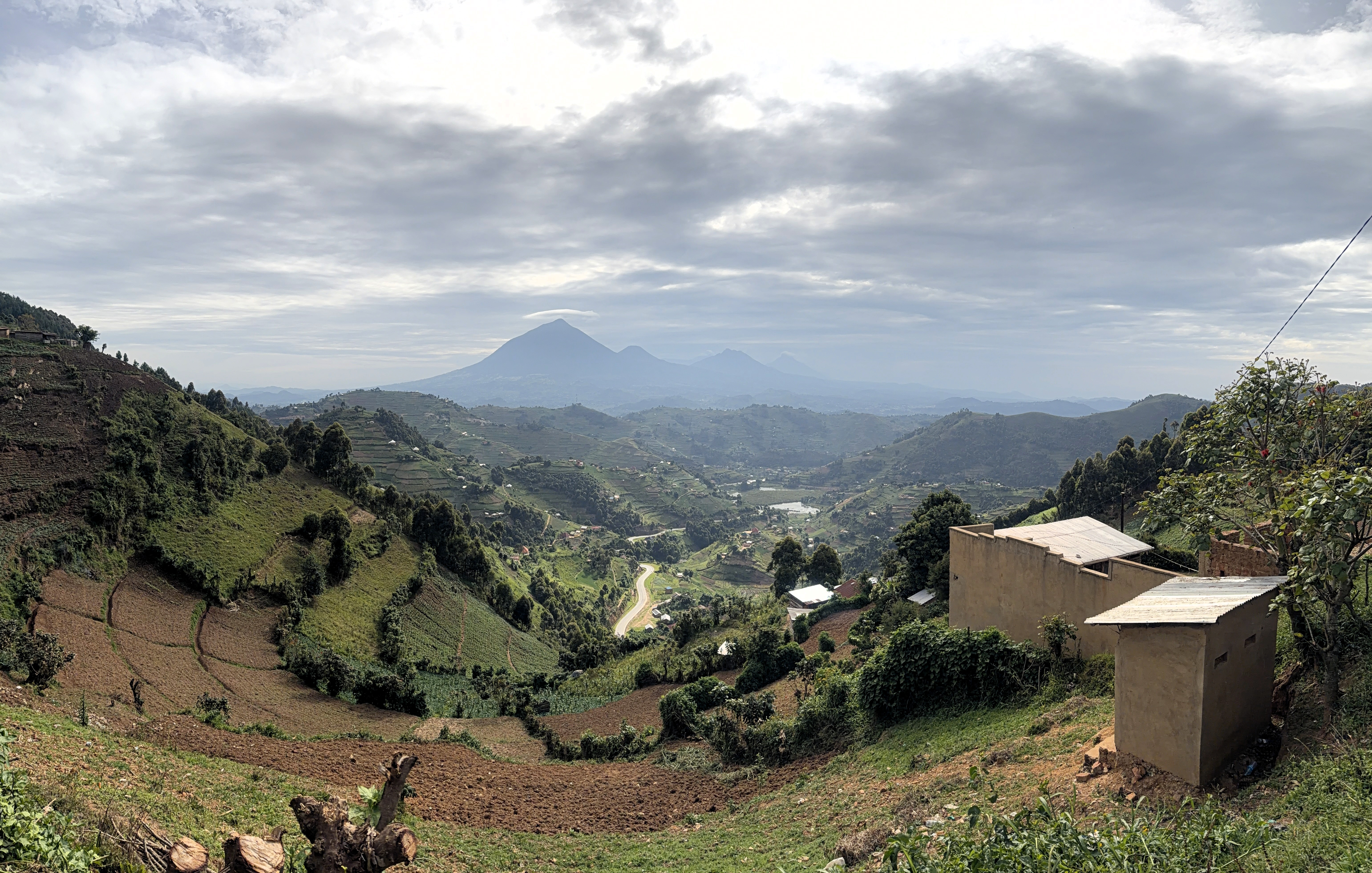 The volcanic landscape of the Virunga range on the Uganda-Rwanda border.